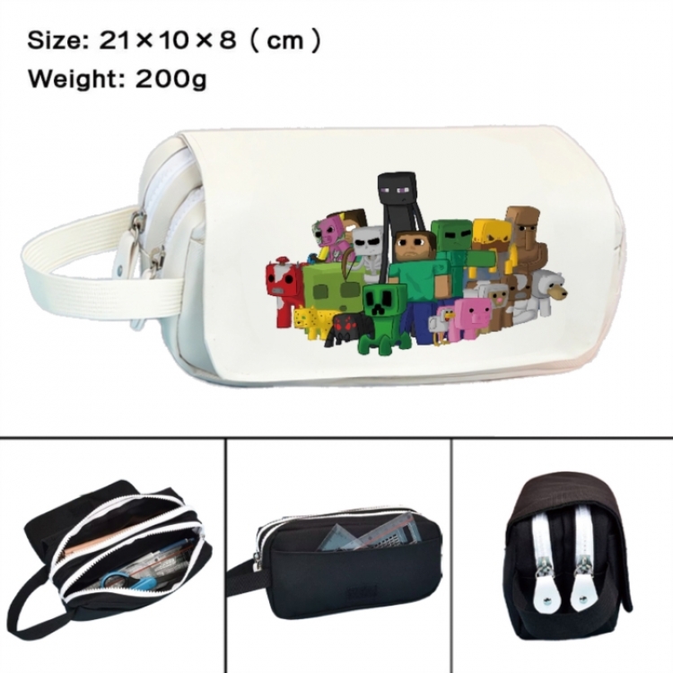 Minecraft Anime peripheral handheld large capacity double-layer Oxford cloth pencil case 21X10X8cm