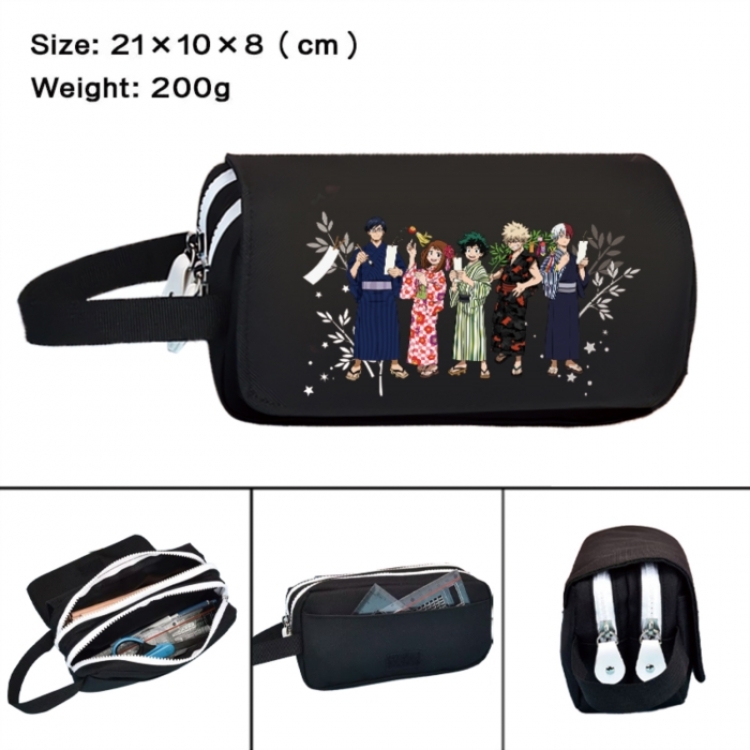 My Hero Academia Anime peripheral handheld large capacity double-layer Oxford cloth pencil case 21X10X8cm