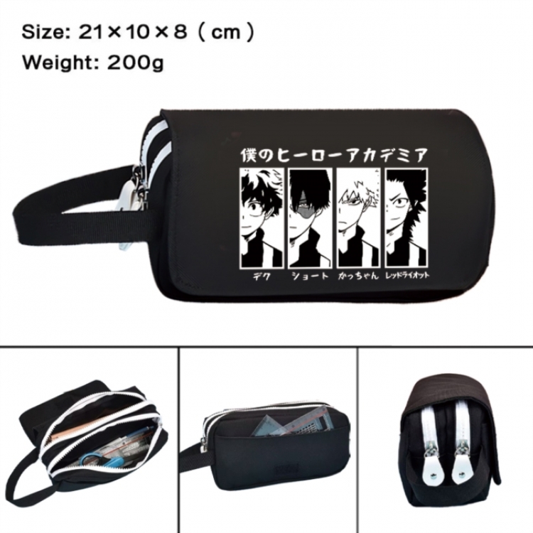 My Hero Academia Anime peripheral handheld large capacity double-layer Oxford cloth pencil case 21X10X8cm