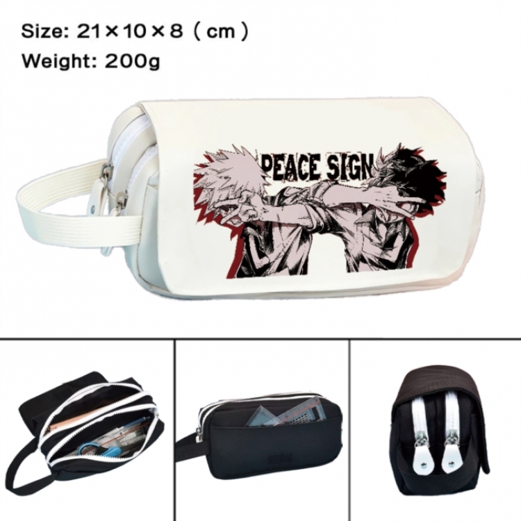 My Hero Academia Anime peripheral handheld large capacity double-layer Oxford cloth pencil case 21X10X8cm