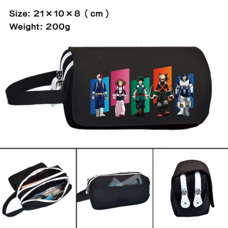 My Hero Academia Anime peripheral handheld large capacity double-layer Oxford cloth pencil case 21X10X8cm