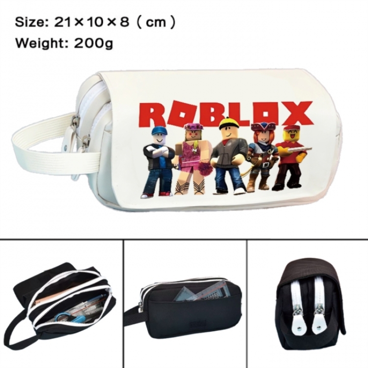 Roblox Anime peripheral handheld large capacity double-layer Oxford cloth pencil case 21X10X8cm