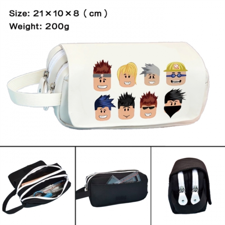 Roblox Anime peripheral handheld large capacity double-layer Oxford cloth pencil case 21X10X8cm