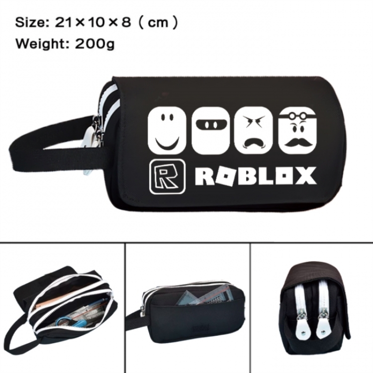 Roblox Anime peripheral handheld large capacity double-layer Oxford cloth pencil case 21X10X8cm
