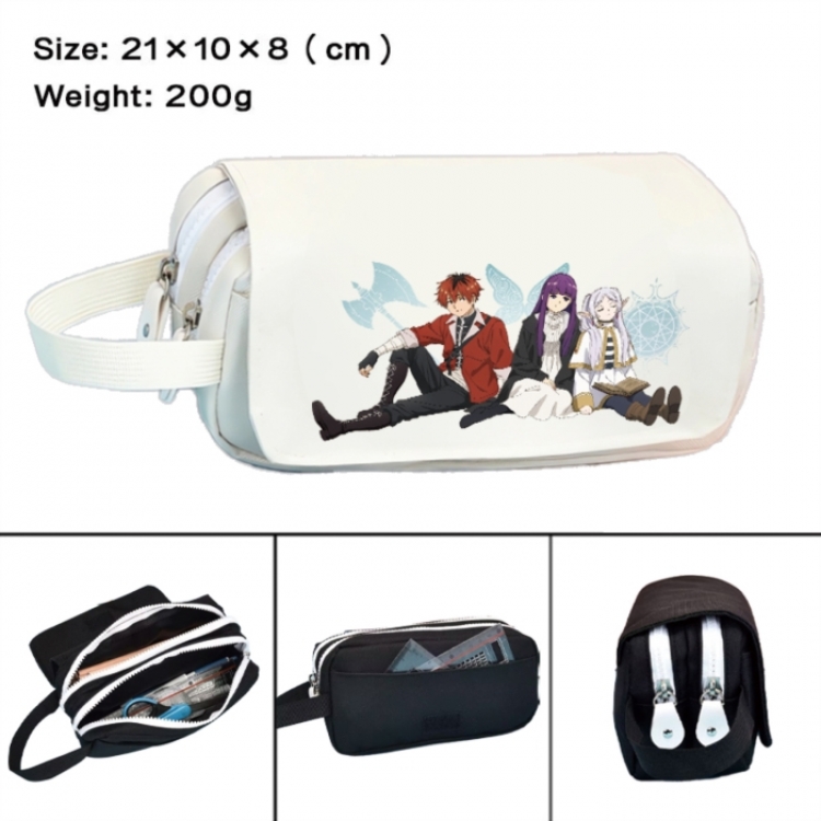 Frieren: Beyond Journey's Anime peripheral handheld large capacity double-layer Oxford cloth pencil case 21X10X8cm