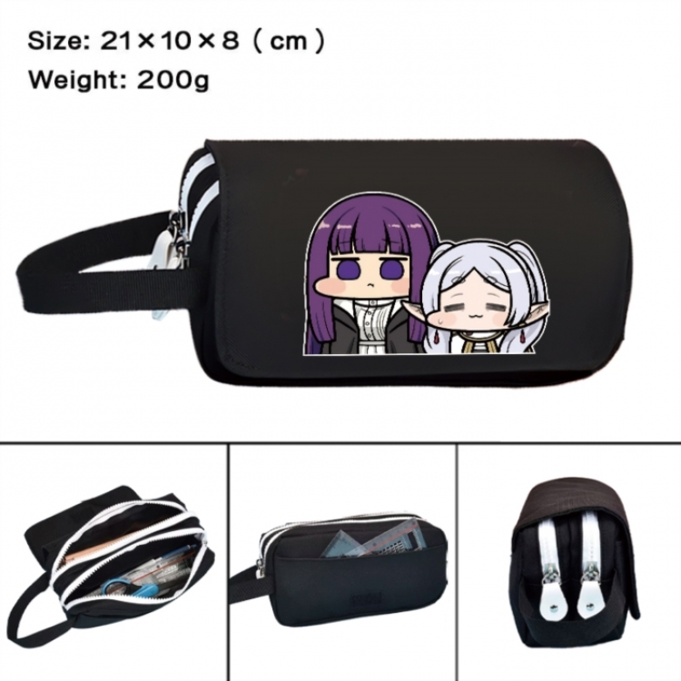 Frieren: Beyond Journey's Anime peripheral handheld large capacity double-layer Oxford cloth pencil case 21X10X8cm
