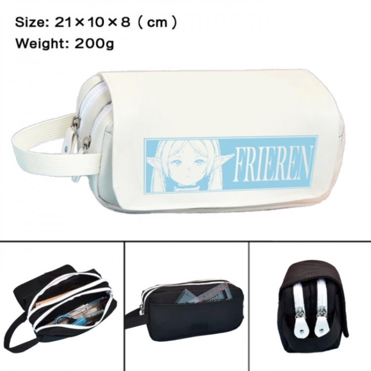 Frieren: Beyond Journey's Anime peripheral handheld large capacity double-layer Oxford cloth pencil case 21X10X8cm