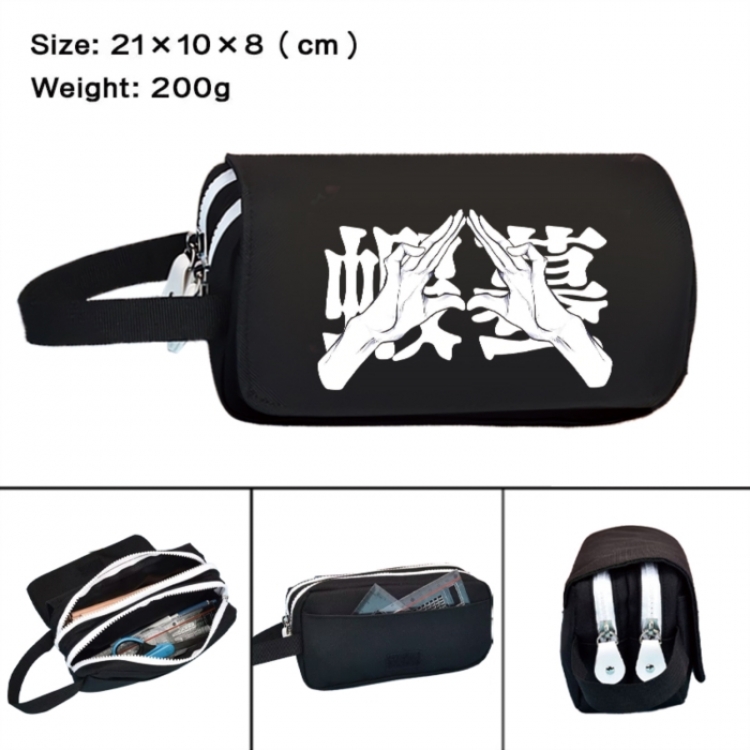 Jujutsu Kaisen  Anime peripheral handheld large capacity double-layer Oxford cloth pencil case 21X10X8cm