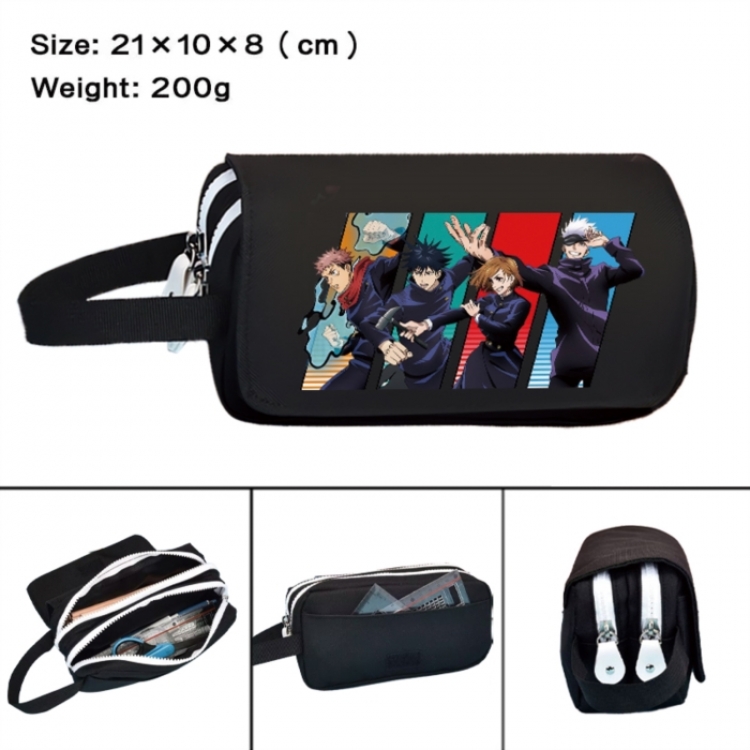 Jujutsu Kaisen  Anime peripheral handheld large capacity double-layer Oxford cloth pencil case 21X10X8cm