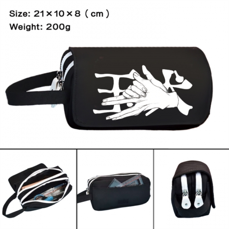 Jujutsu Kaisen  Anime peripheral handheld large capacity double-layer Oxford cloth pencil case 21X10X8cm