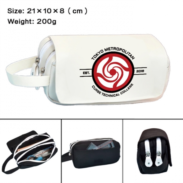 Jujutsu Kaisen  Anime peripheral handheld large capacity double-layer Oxford cloth pencil case 21X10X8cm