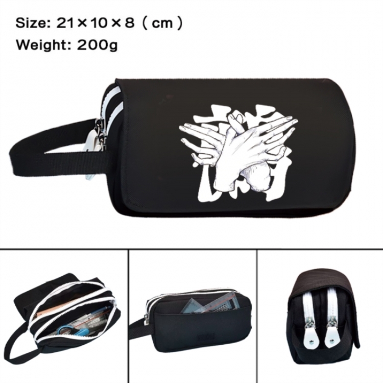 Jujutsu Kaisen  Anime peripheral handheld large capacity double-layer Oxford cloth pencil case 21X10X8cm