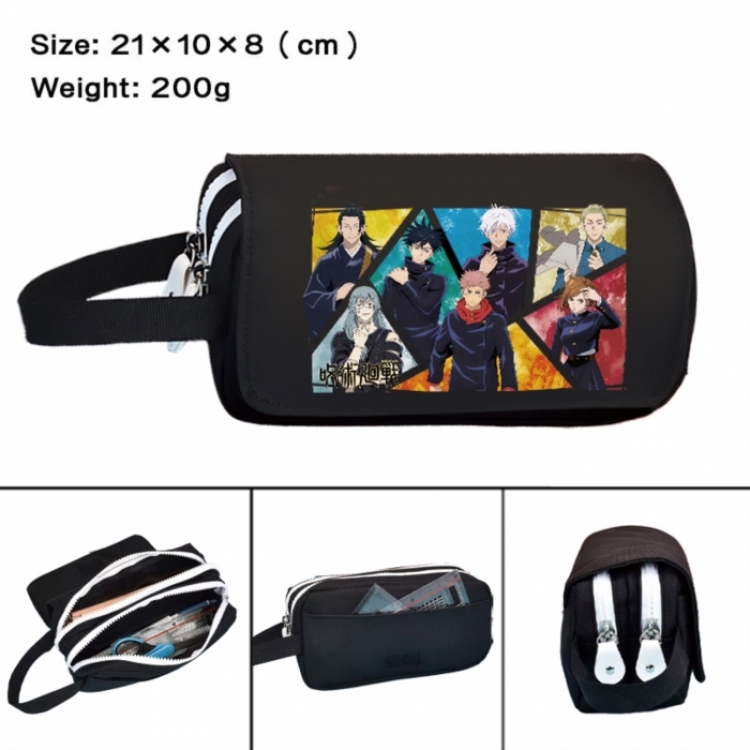 Jujutsu Kaisen  Anime peripheral handheld large capacity double-layer Oxford cloth pencil case 21X10X8cm