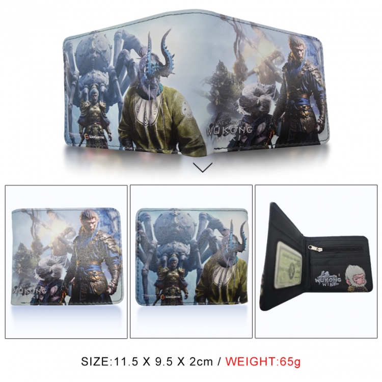 Black Myth 3D concave convex two fold short card wallet wallet wallet 11X9.5X2cm 65G