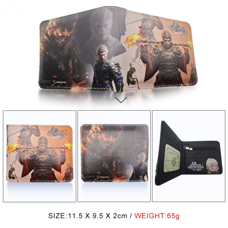 Black Myth 3D concave convex two fold short card wallet wallet wallet 11X9.5X2cm 65G