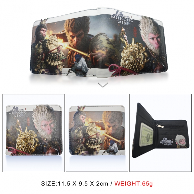 Black Myth 3D concave convex two fold short card wallet wallet wallet 11X9.5X2cm 65G