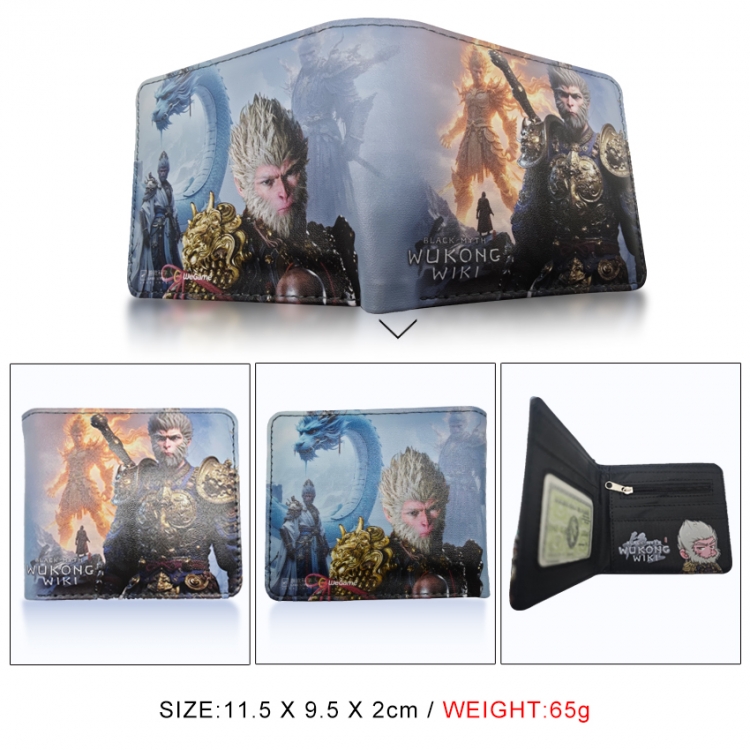 Black Myth 3D concave convex two fold short card wallet wallet wallet 11X9.5X2cm 65G