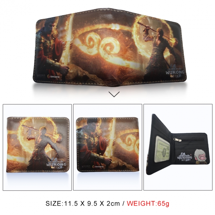 Black Myth 3D concave convex two fold short card wallet wallet wallet 11X9.5X2cm 65G