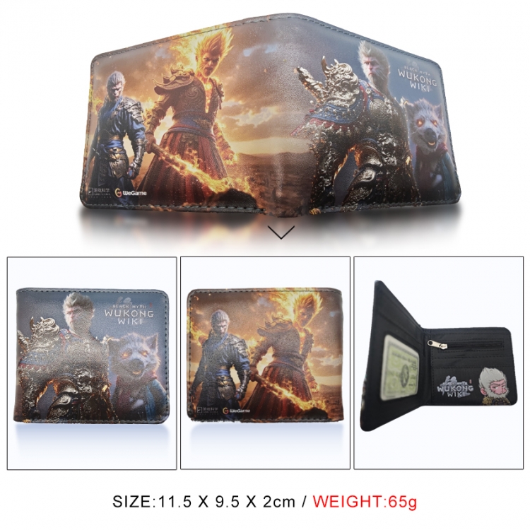 Black Myth 3D concave convex two fold short card wallet wallet wallet 11X9.5X2cm 65G