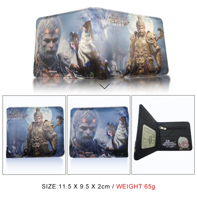 Black Myth 3D concave convex two fold short card wallet wallet wallet 11X9.5X2cm 65G