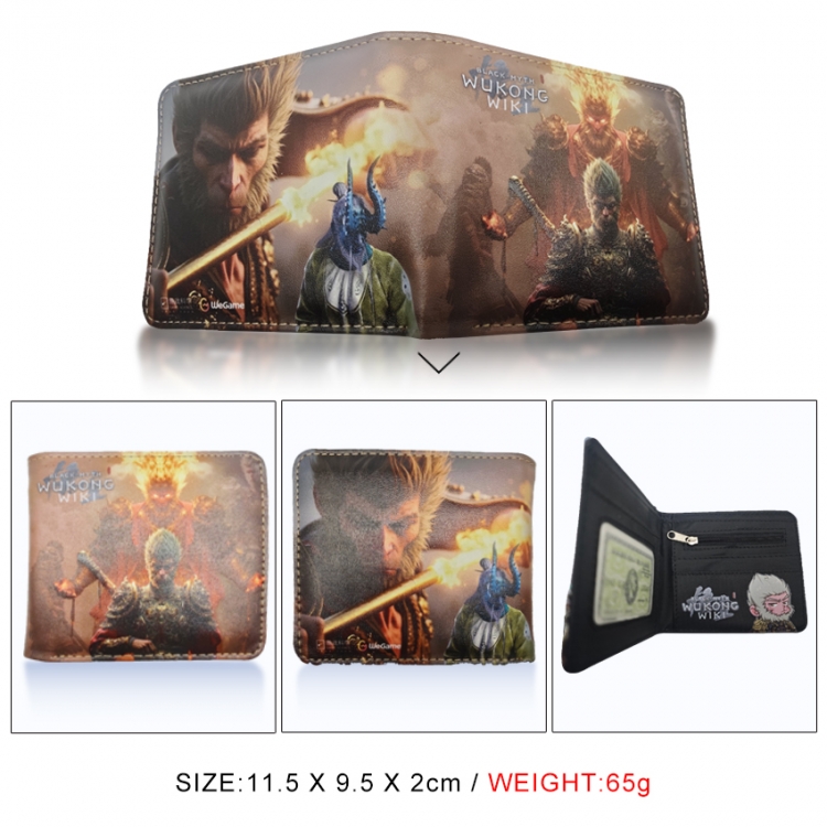 Black Myth 3D concave convex two fold short card wallet wallet wallet 11X9.5X2cm 65G