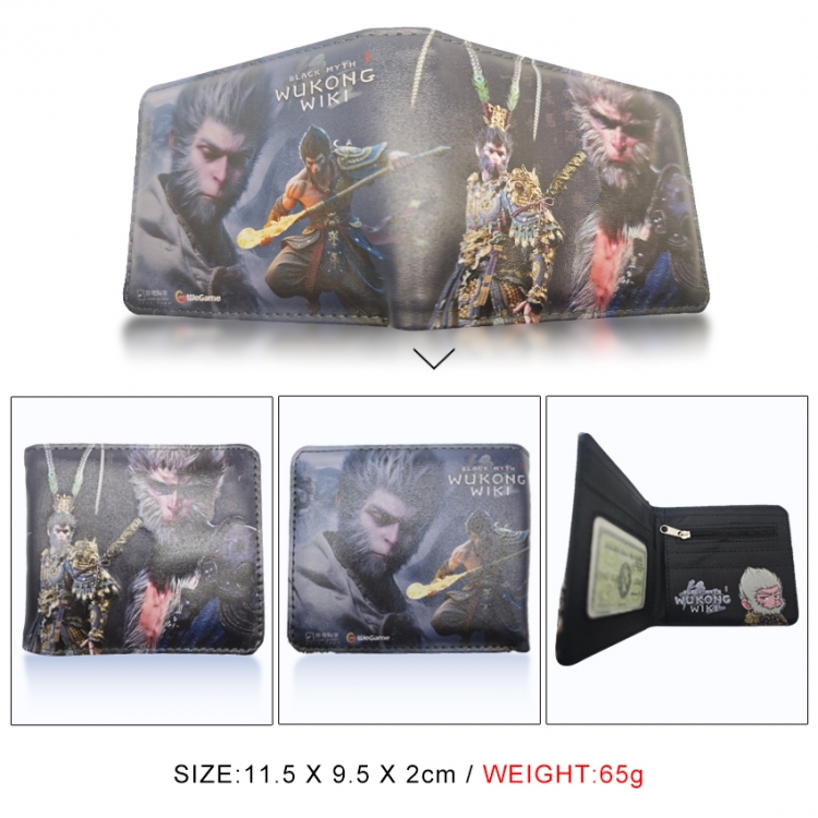 Black Myth 3D concave convex two fold short card wallet wallet wallet 11X9.5X2cm 65G