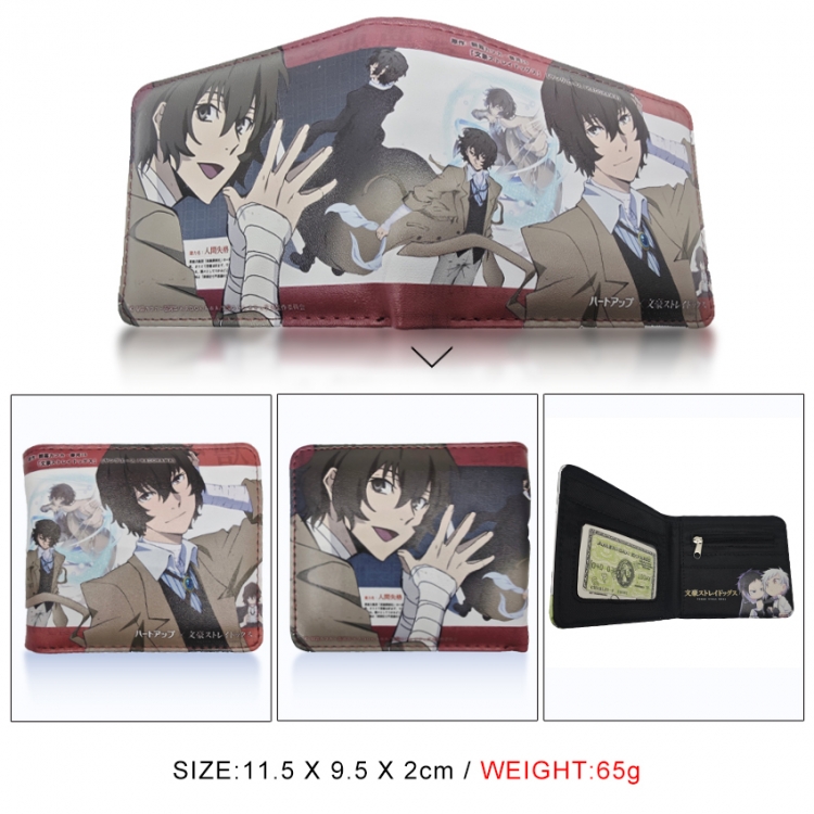 Bungo Stray Dogs 3D concave convex two fold short card wallet wallet wallet 11X9.5X2cm 65G