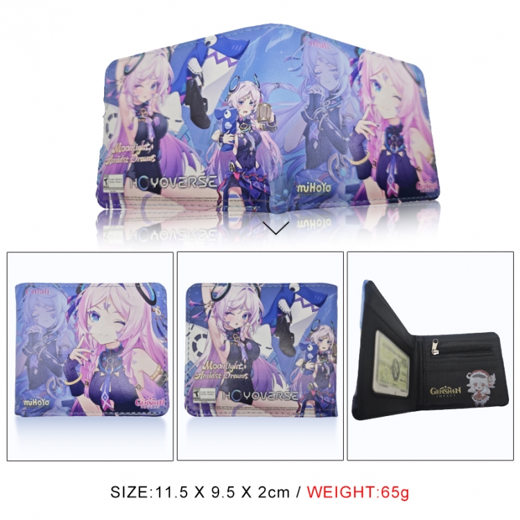Genshin Impact 3D concave convex two fold short card wallet wallet wallet 11X9.5X2cm 65G