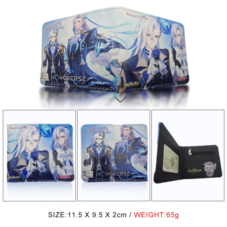 Genshin Impact 3D concave convex two fold short card wallet wallet wallet 11X9.5X2cm 65G