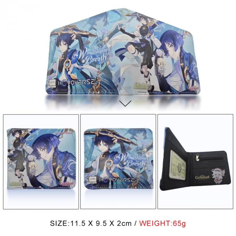 Genshin Impact 3D concave convex two fold short card wallet wallet wallet 11X9.5X2cm 65G