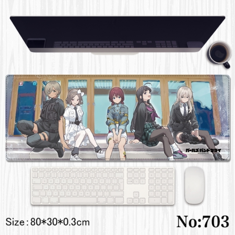 Girls Band Cry Anime peripheral computer mouse pad office desk pad multifunctional pad 80X30X0.3cm