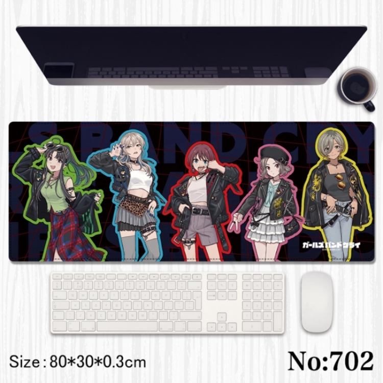 Girls Band Cry Anime peripheral computer mouse pad office desk pad multifunctional pad 80X30X0.3cm