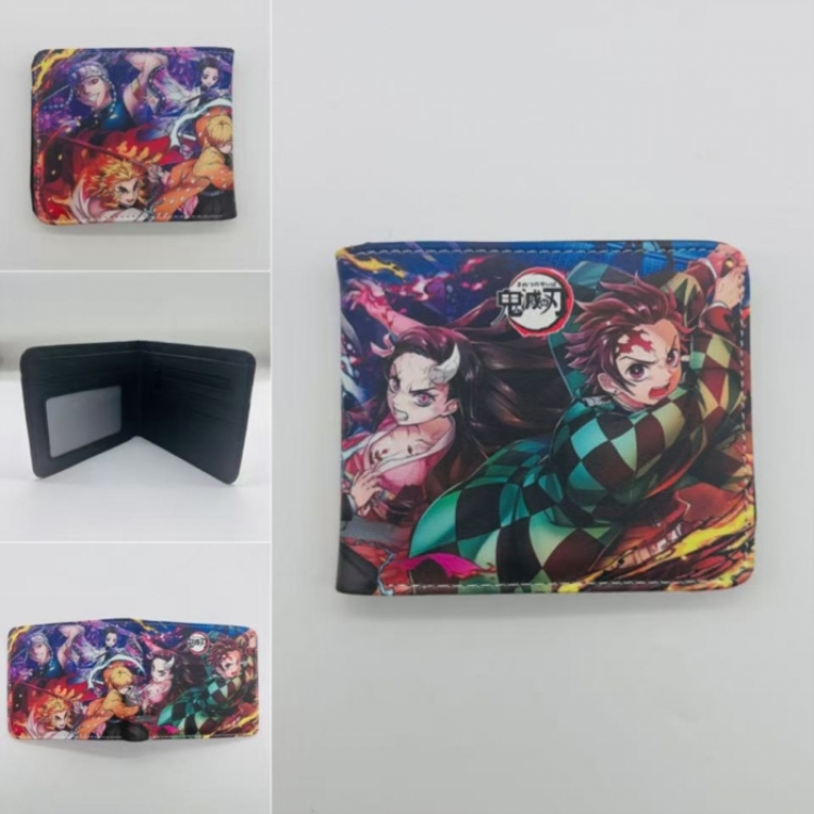 Demon Slayer Kimets Full color Two fold short card case wallet 11X9.5CM  