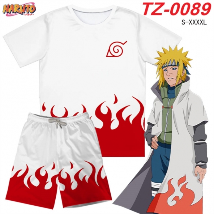 Naruto Anime Ant Wrinkle Material Full Color Short Sleeve T-shirt+Shorts Set from S to 4XL