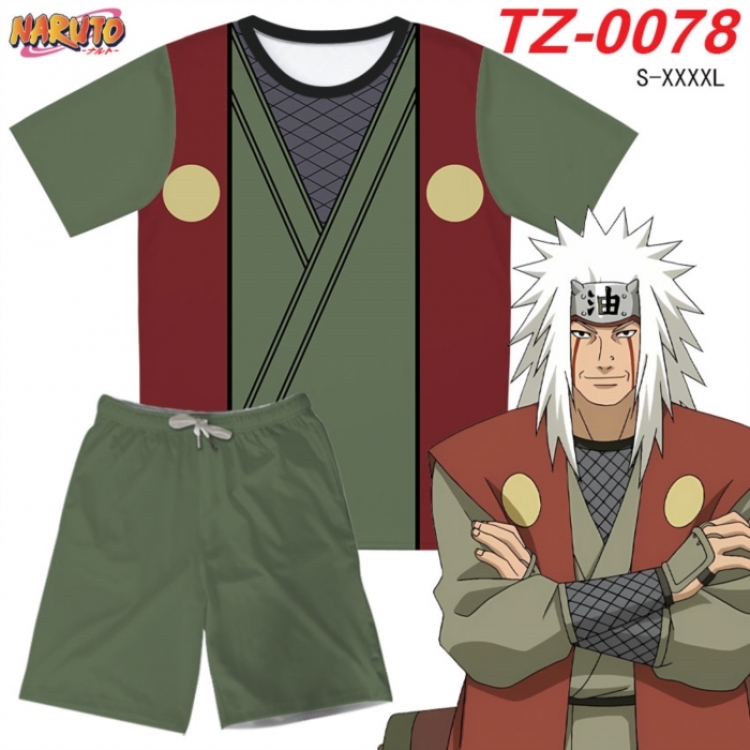 Naruto Anime Ant Wrinkle Material Full Color Short Sleeve T-shirt+Shorts Set from S to 4XL