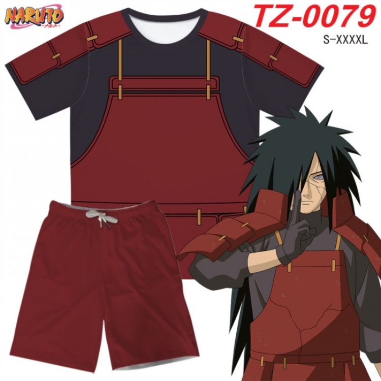 Naruto Anime Ant Wrinkle Material Full Color Short Sleeve T-shirt+Shorts Set from S to 4XL