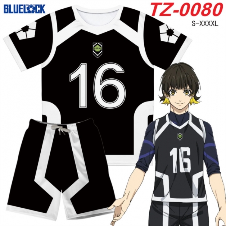 BLUE LOCK Anime Ant Wrinkle Material Full Color Short Sleeve T-shirt Shorts Set from S to 4XL
