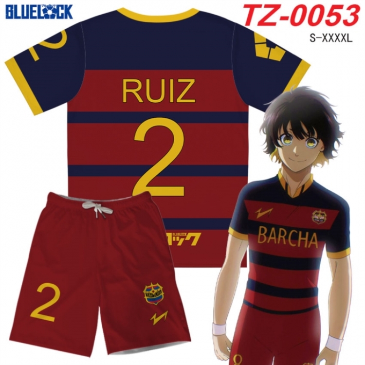 BLUE LOCK Anime Ant Wrinkle Material Full Color Short Sleeve T-shirt Shorts Set from S to 4XL