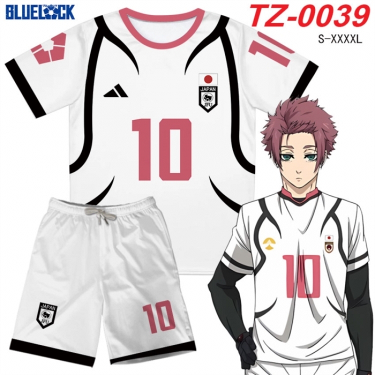 BLUE LOCK Anime Ant Wrinkle Material Full Color Short Sleeve T-shirt+Shorts Set from S to 4XL