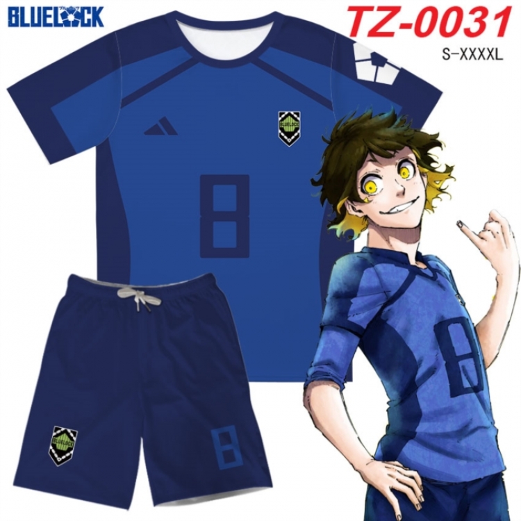 BLUE LOCK Anime Ant Wrinkle Material Full Color Short Sleeve T-shirt+Shorts Set from S to 4XL