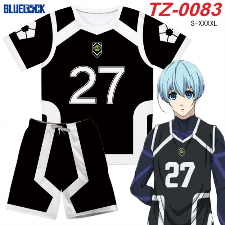 BLUE LOCK Anime Ant Wrinkle Material Full Color Short Sleeve T-shirt+Shorts Set from S to 4XL