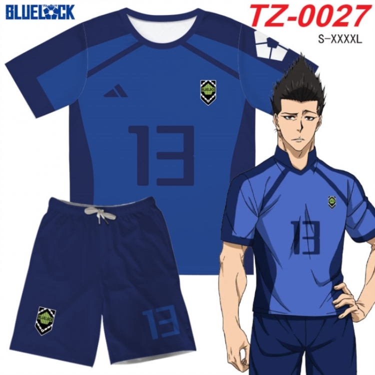 BLUE LOCK Anime Ant Wrinkle Material Full Color Short Sleeve T-shirt+Shorts Set from S to 4XL