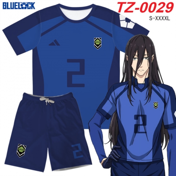 BLUE LOCK Anime Ant Wrinkle Material Full Color Short Sleeve T-shirt+Shorts Set from S to 4XL