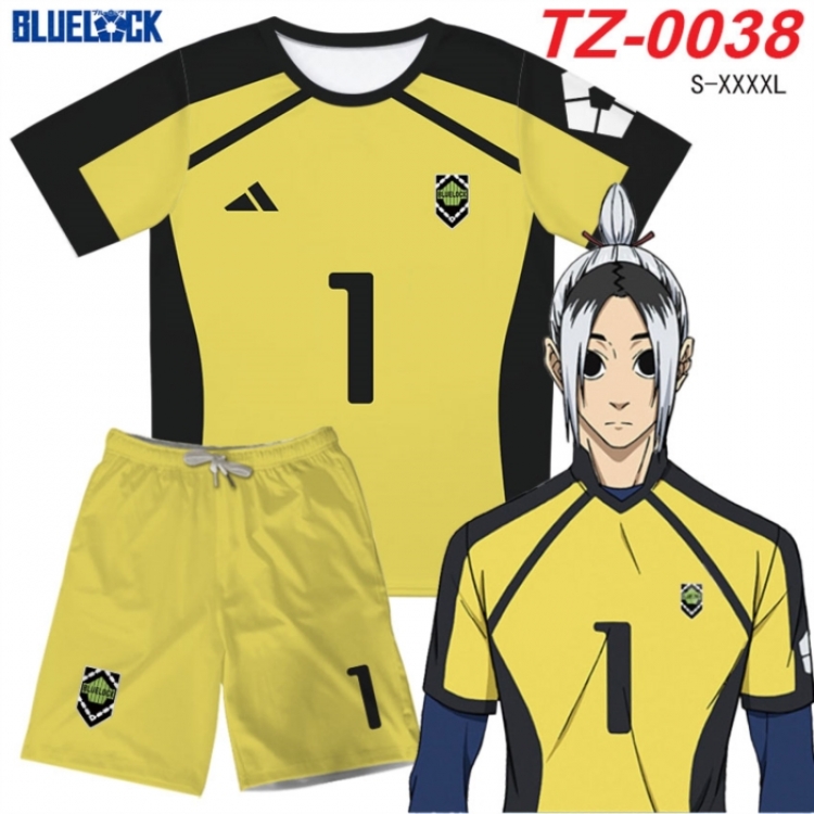 BLUE LOCK Anime Ant Wrinkle Material Full Color Short Sleeve T-shirt+Shorts Set from S to 4XL