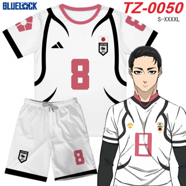 BLUE LOCK Anime Ant Wrinkle Material Full Color Short Sleeve T-shirt+Shorts Set from S to 4XL