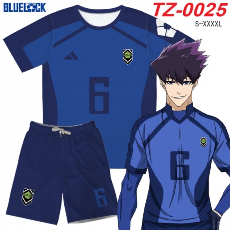 BLUE LOCK Anime Ant Wrinkle Material Full Color Short Sleeve T-shirt+Shorts Set from S to 4XL