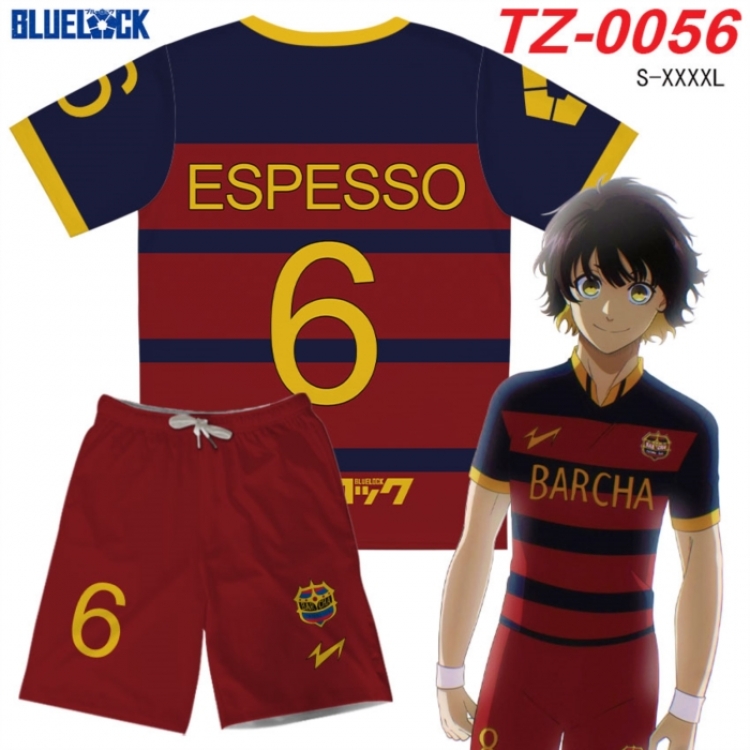 BLUE LOCK Anime Ant Wrinkle Material Full Color Short Sleeve T-shirt+Shorts Set from S to 4XL