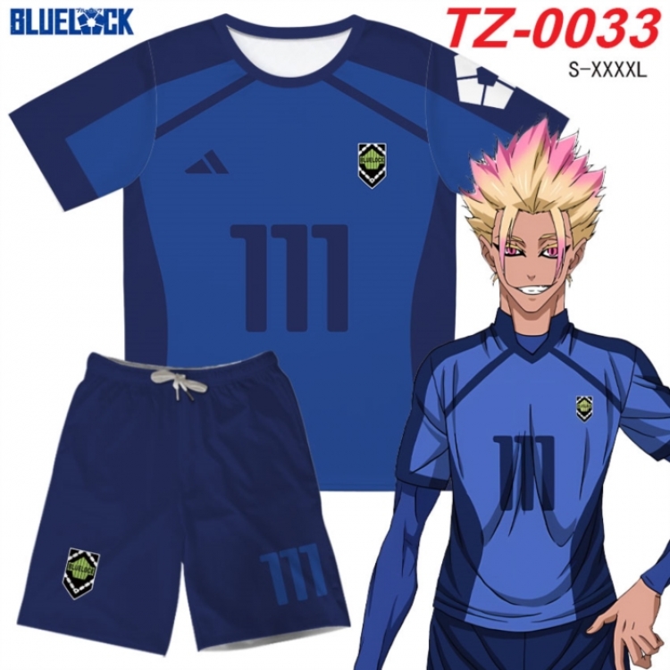 BLUE LOCK Anime Ant Wrinkle Material Full Color Short Sleeve T-shirt+Shorts Set from S to 4XL