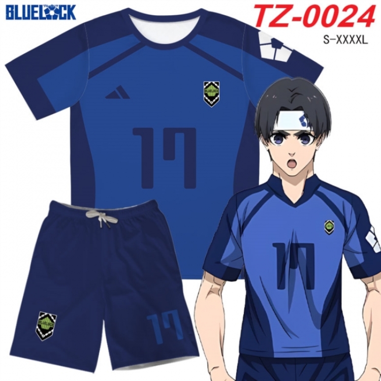 BLUE LOCK Anime Ant Wrinkle Material Full Color Short Sleeve T-shirt+Shorts Set from S to 4XL