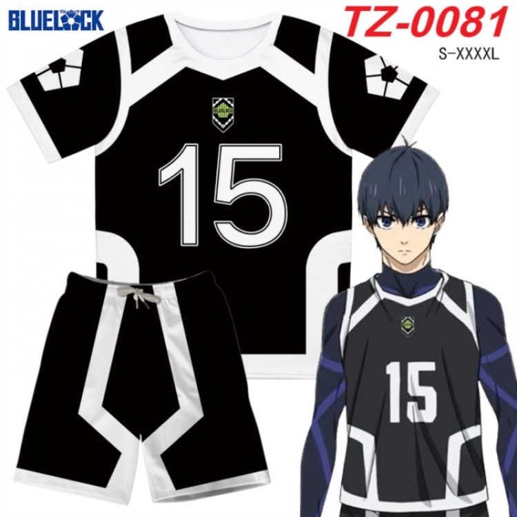 BLUE LOCK Anime Ant Wrinkle Material Full Color Short Sleeve T-shirt+Shorts Set from S to 4XL